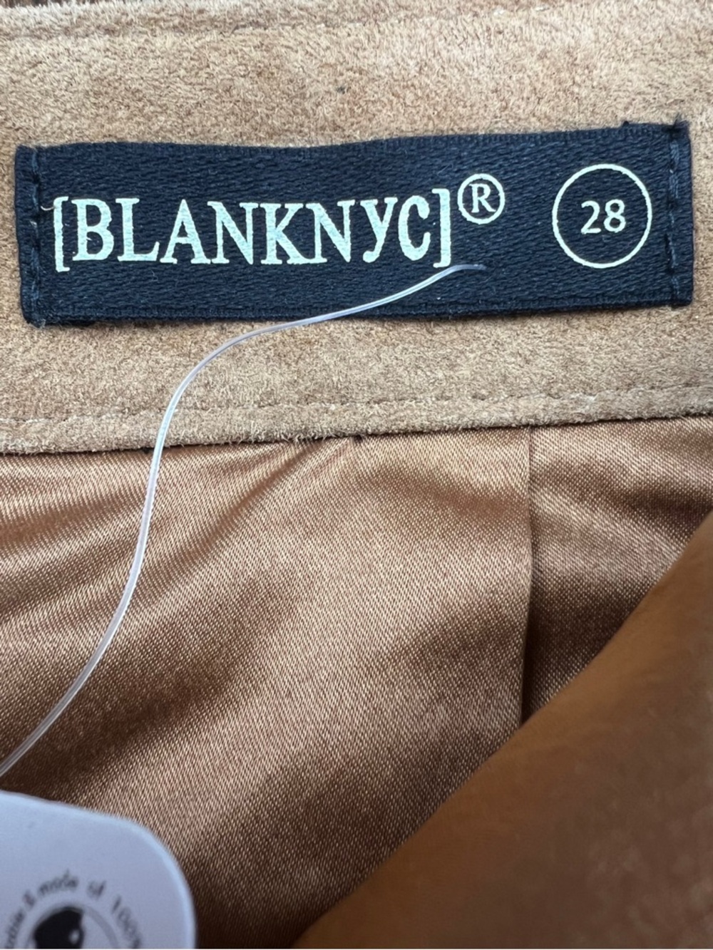 Blank NYC Genuine Suede Leather Midi Skirt NWT Camel Tan Size 28 Free People - Picture 5 of 9